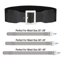 Women Dress Waist Belt Stretchy Elastic Vintage Belts for Dress with Metal Buckle Waistband Cosplay