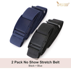 No Show Women Stretch Belt Invisible Elastic Web Strap Belt with Flat Buckle for Jeans Pants Dresses - JASGOOD OFFICIAL