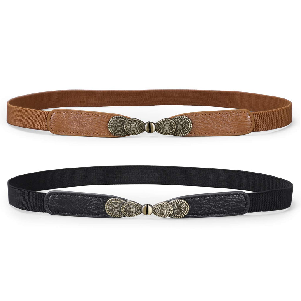 Women Skinny Elastic Stretch Belt for Dresses Retro Ladies Waist Vintage Thin Belt by JASGOOD