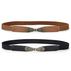 Women Skinny Elastic Stretch Belt for Dresses Retro Ladies Waist Vintage Thin Belt by JASGOOD