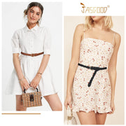 JASGOOD Women’s Braided Leather Belts Skinny Woven Waist Belts for Jeans Pants Dress 3 Pack