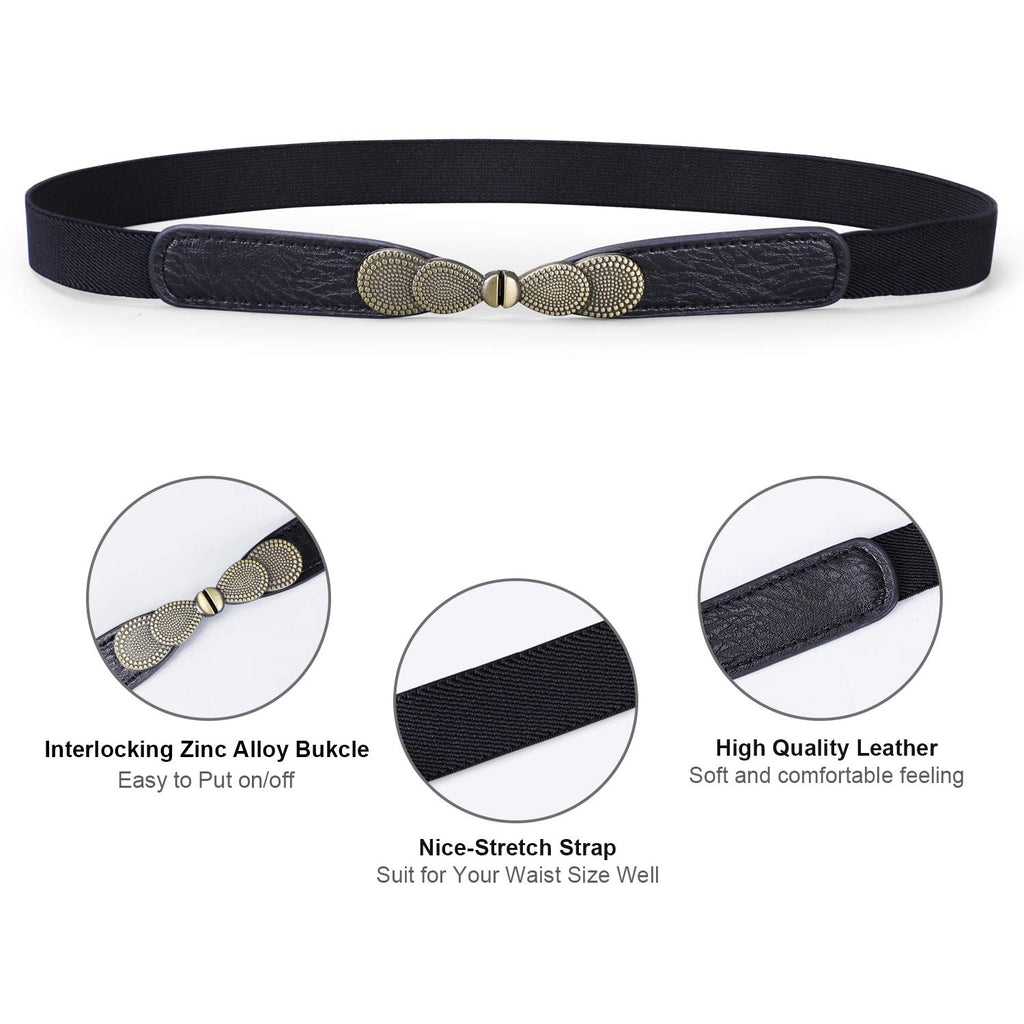 Women Skinny Elastic Stretch Belt for Dresses Retro Ladies Waist Vintage Thin Belt by JASGOOD