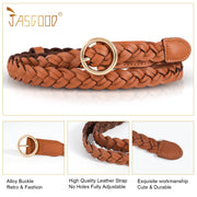 JASGOOD Women’s Braided Leather Belts Skinny Woven Waist Belts for Jeans Pants Dress 3 Pack