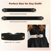 Women Vintage Wide Waist Belt for Dress, Elastic Cinch Belt with Retro Interlocking Buckle - JASGOOD OFFICIAL