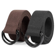 JASGOOD Men Women Canvas Belt Web Fabric Casual Belt with Black Double D-ring 1 1/2" Wide Set of 2