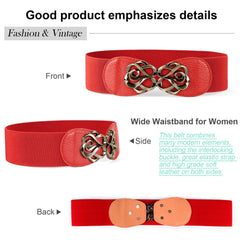 JASGOOD Women Stretchy Belt for Dresses Vintage Elastic Wide Waist Belt
