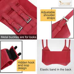 Women Fashion Faux Leather Waist Belt Steampunk Underbust Corset for Halloween Dress