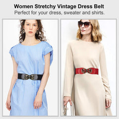 JASGOOD Women Stretchy Belt for Dresses Vintage Elastic Wide Waist Belt