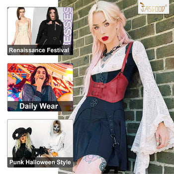 Halloween Women Faux Leather Steampunk Corset Waist Belt