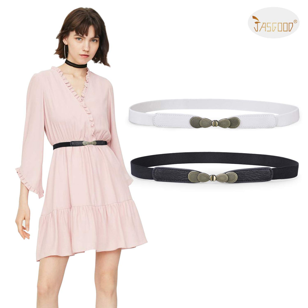 Women Skinny Elastic Stretch Belt for Dresses Retro Ladies Waist Vintage Thin Belt by JASGOOD