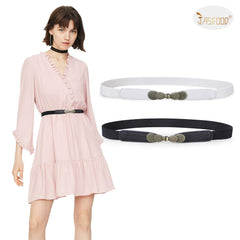 Women Skinny Elastic Stretch Belt for Dresses Retro Ladies Waist Vintage Thin Belt by JASGOOD