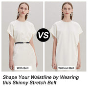 Women Skinny Elastic Stretch Belt for Dresses Retro Ladies Waist Vintage Thin Belt by JASGOOD