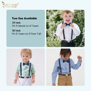 JASGOOD Child Kids Suspenders Bowtie Set Adjustable Suspender Set for Boys and Girls with Elastic Stretch Waist Belt Set