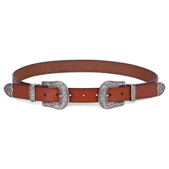 Women Leather Belts Ladies Vintage Western Design Black Waist Belt for Pants Dresses