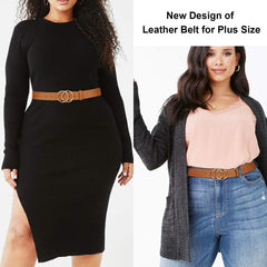 JASGOOD Plus Size Double O Ring Belt for Women Leather Belt,Ladies PU Leather Waist Belts for Jeans Pants