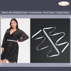 Bridal Rhinestone Wedding Belt Women Silver Crystal Rhinestone Sash Waist Belt for Formal Prom Dress by JASGOOD