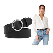 Women Leather Belts SUOSDEY Fashion Soft Faux Leather Jeans Belts with O-Ring Buckle