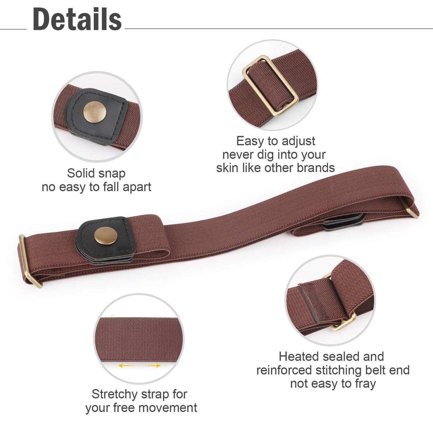 Buckle Free Women Stretch Belt Plus Size No Buckle/Show Invisible Belt for Jeans Pants Dresses 