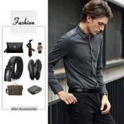 JASGOOD Men's Sliding Dress Belt Fashion Brown Leather Belt For Jean Rathet Leather Belts for Men - JASGOOD OFFICIAL