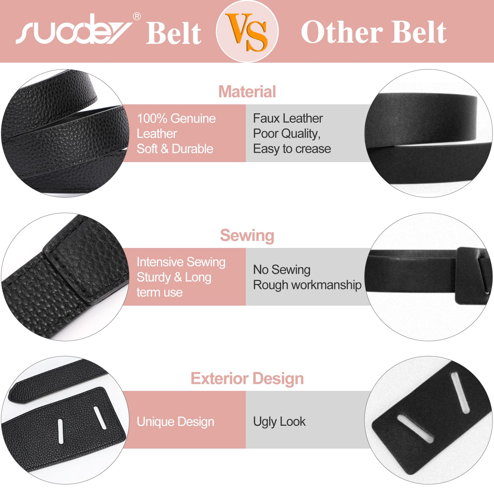 Women Leather Belt No Buckle Fashion Tie Knot Belt for Dress Women Cinch Cowhide Waist Leather Belt - JASGOOD OFFICIAL