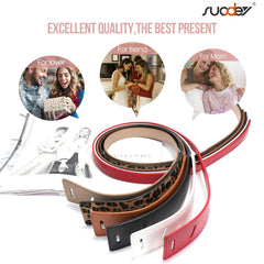 Women Leather Belt No Buckle SUOSDEY Fashion Tie Knot Belt for Dress Women Cinch Cowhide Waist Leather Belt