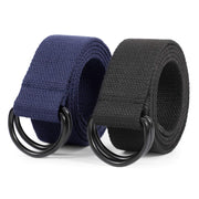 JASGOOD Men Women Canvas Belt Web Fabric Casual Belt with Black Double D-ring 1 1/2" Wide Set of 2