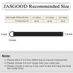 JASGOOD Men Women Canvas Belt Web Fabric Casual Belt with Black Double D-ring 1 1/2" Wide Set of 2