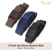 No Show Women Stretch Belt Invisible Elastic Web Strap Belt with Flat Buckle for Jeans Pants Dresses - JASGOOD OFFICIAL