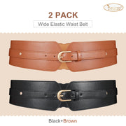 JASGOOD Women Wide Belt Elastic Vintage Buckle Leather Belt for Ladies Dress - JASGOOD OFFICIAL