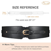 JASGOOD Women Wide Belt Elastic Vintage Buckle Leather Belt for Ladies Dress - JASGOOD OFFICIAL