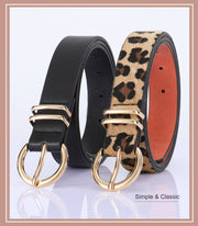 1PCS  Women's Leather Belts for Jeans Dresses Fashion Gold Buckle