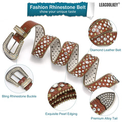 Western Cowgirl Rhinestone Belt for Jeans  Fashion Rhinestone Belt for Women Men  Ladies Bling Rhinestone Belt for Dress