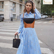 Women Fashion Faux Leather Waist Belt Steampunk Underbust Corset for Halloween Dress