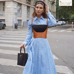 Women Fashion Faux Leather Waist Belt Steampunk Underbust Corset for Halloween Dress