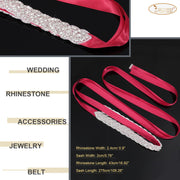 Bridal Rhinestone Wedding Belt Women Silver Crystal Rhinestone Sash Waist Belt for Formal Prom Dress by JASGOOD