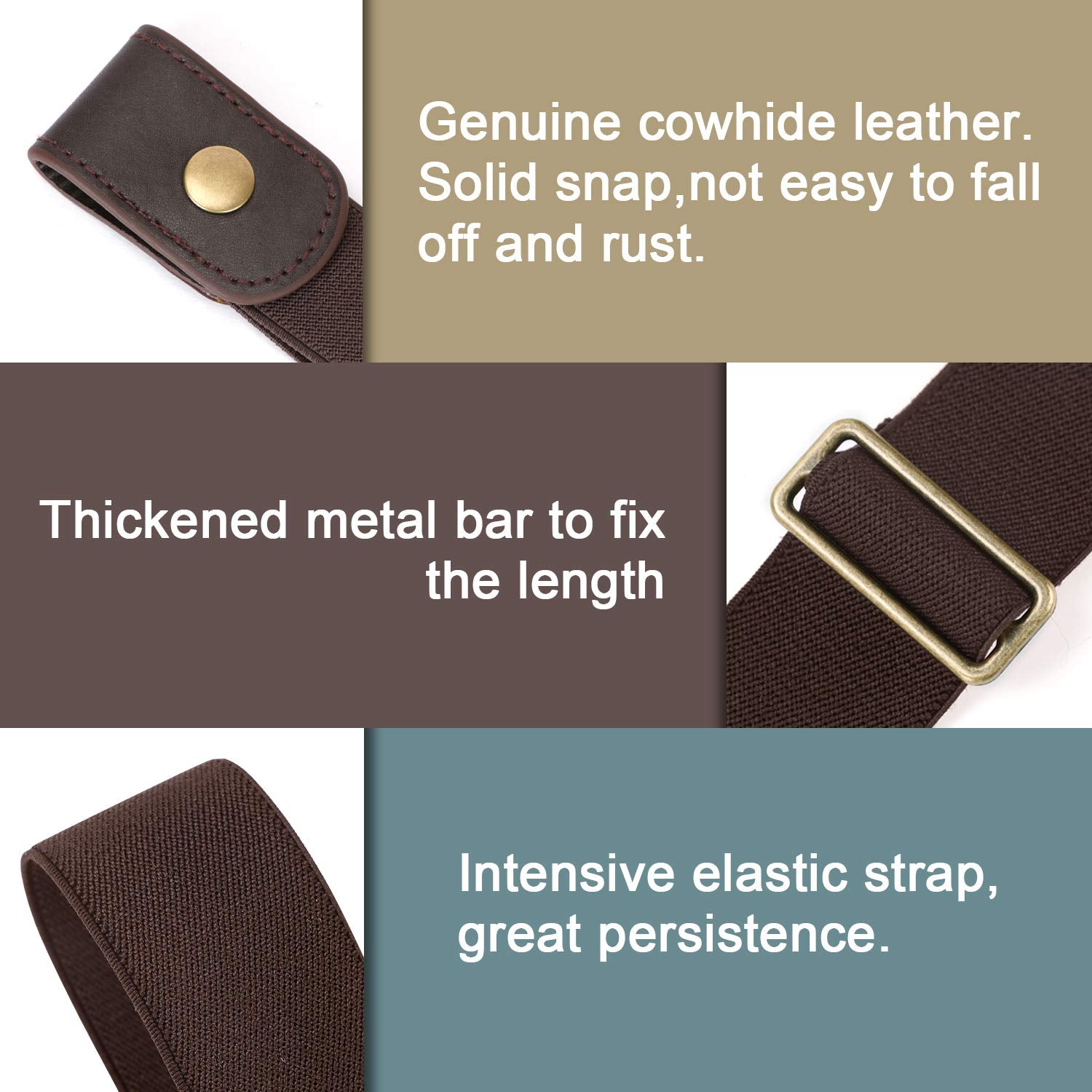No Buckle Show Belt for Men Buckle Free Stretch Belt for Jeans Pants 1.38 Inches Wide - JASGOOD OFFICIAL