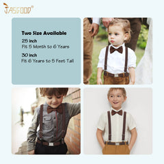 JASGOOD Child Kids Suspenders Bowtie Set Adjustable Suspender Set for Boys and Girls with Elastic Stretch Waist Belt Set