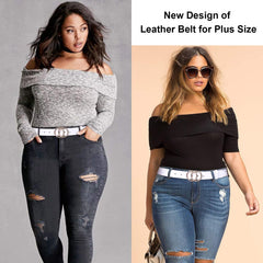 JASGOOD Plus Size Double O Ring Belt for Women Leather Belt,Ladies PU Leather Waist Belts for Jeans Pants