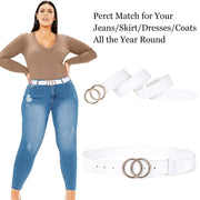 JASGOOD Plus Size Double O Ring Belt for Women Leather Belt,Ladies PU Leather Waist Belts for Jeans Pants