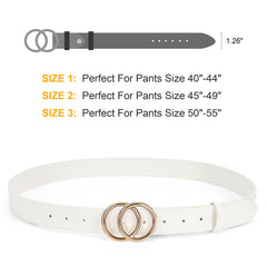 JASGOOD Plus Size Double O Ring Belt for Women Leather Belt,Ladies PU Leather Waist Belts for Jeans Pants