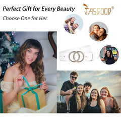 JASGOOD Plus Size Double O Ring Belt for Women Leather Belt,Ladies PU Leather Waist Belts for Jeans Pants