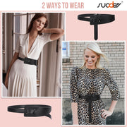 Women Leather Belt No Buckle SUOSDEY Fashion Tie Knot Belt for Dress Women Cinch Cowhide Waist Leather Belt