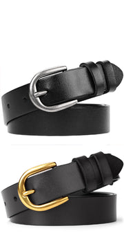 Women Leather Belt for Pants Dress Jeans Waist Belt with Brushed Alloy Buckle