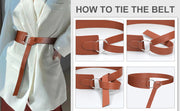 JASGOOD Women Wide Leather Waist Belt ,Tie a Knot PU Leather Adjustable Waist Belt with O Ring Buckle for Dress - JASGOOD OFFICIAL