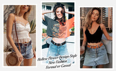 JASGOOD Women’s Hollow Flower Leather Belt for Jeans Pants Wide Belt for Ladies