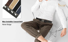 No Show Men Women Stretch Belt Invisible Elastic Web Casual Belt with Flat Buckle for Pants Jeans(Blue,Suit Waist Size Under 40'')