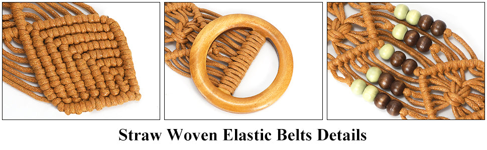 Braided Waist Belt,Straw Woven Belts for Women Belt Straw Vintage Woven Waist Belt with Buckle for Coat Dress Jeans