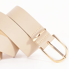 Women Leather belt Faux leather Chic Belt for Jeans Solid Color with Long Gold Curved Pin Buckle