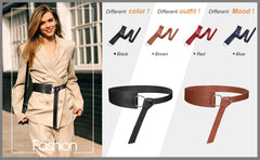 JASGOOD Women Wide Leather Waist Belt ,Tie a Knot PU Leather Adjustable Waist Belt with O Ring Buckle for Dress - JASGOOD OFFICIAL