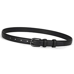 Women Skinny Leather Belt- Fashion Dress Jeans Belt with Single Prong Buckle